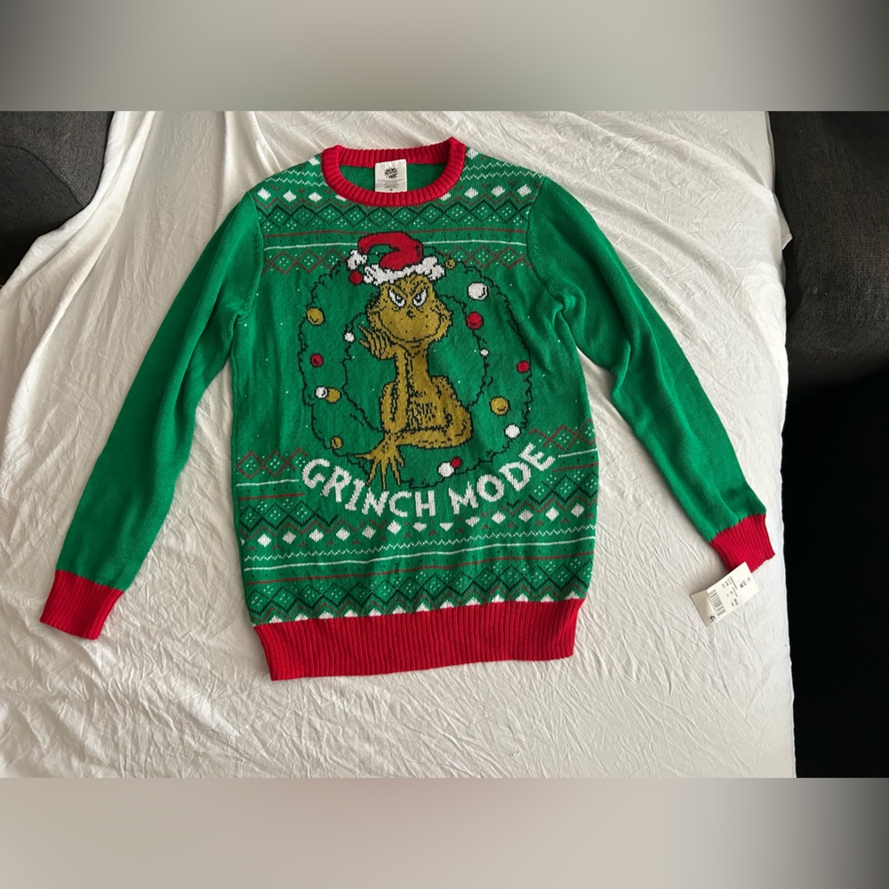 Festive Green Grinch Mode Kids Sweater